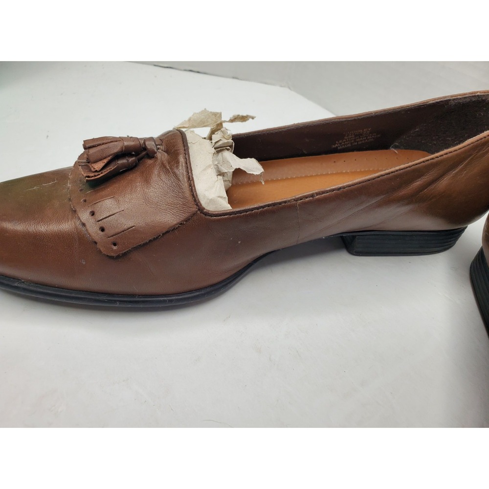 Naturalizer Cuddly Tootsie Roll Brown Leather Tassels Womens Size 8N Loafer Shoe - Picture 10 of 16